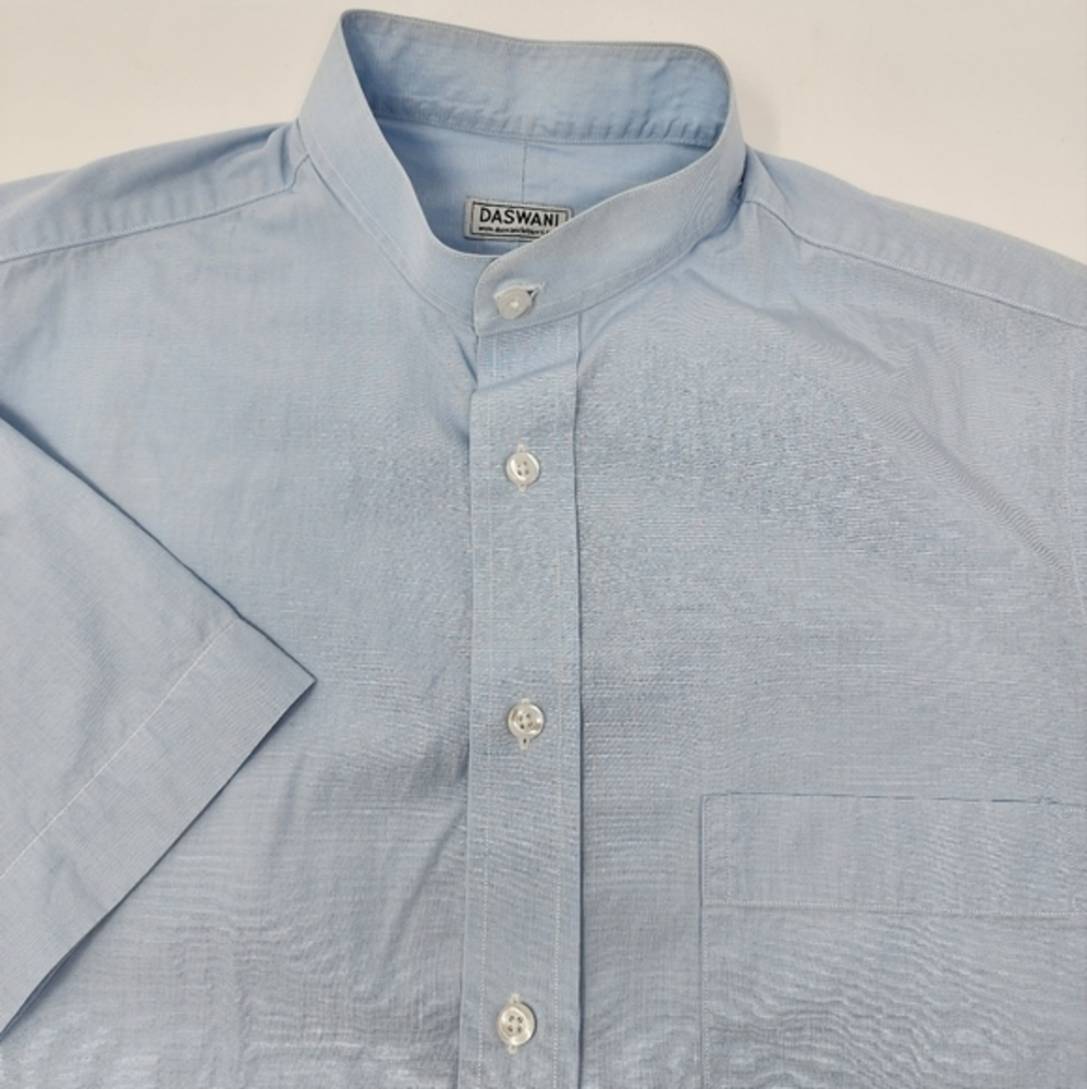 Daswani Men's‎ Light Blue Short Sleeve Button Front Banded Collar Medium…